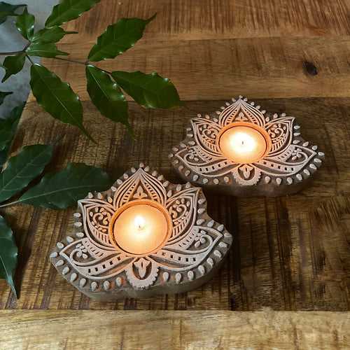 Printing Block Candle Stand (Set of 2)