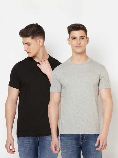 Men's Premium Cotton Tshirts  (Pack of 2- Black,Grey) - NITLON * TRUEREVO