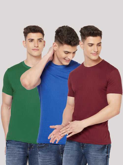 Premium Cotton Tshirts  (Pack of 3- Maroon,Blue,Green)