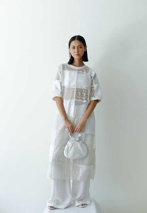 MOSAIC SHIFT DRESS [ Ivory ]