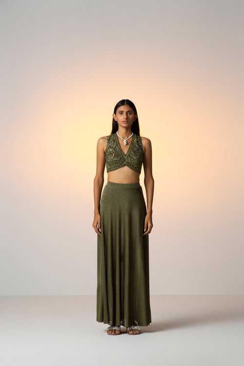 DAHLIA [ Lehenga Set / Olive ]