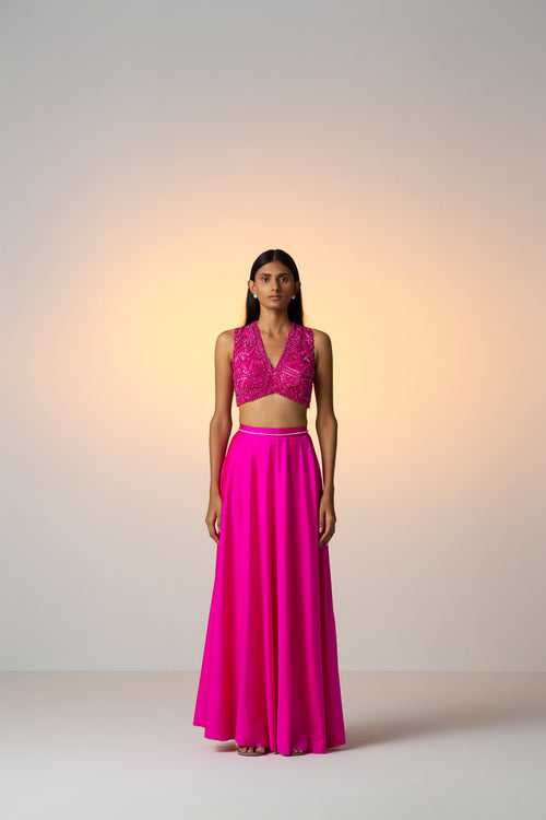 DAHLIA [ Lehenga Set / Pink ]