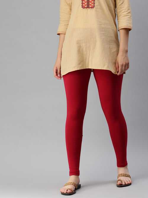 Ankle Length Leggings Cotton-Chilli Red