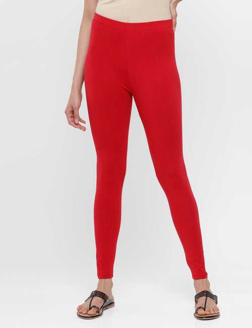 Ankle Length Leggings Cotton-True Red