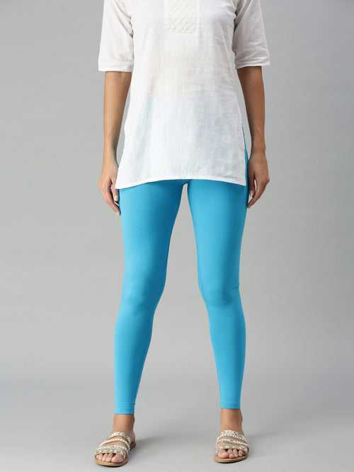 Ankle Length Leggings Cotton-Light Blue