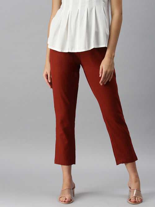 Cigarette Pant-Brick Red