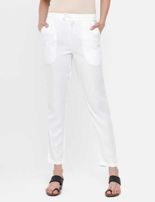 Ladies Straight Pant White