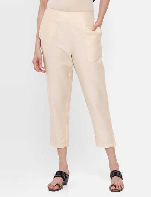 Ladies Straight Pant Beige