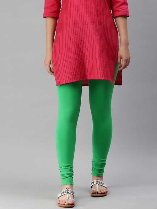 Ankle Length Leggings Cotton-Parrot Green