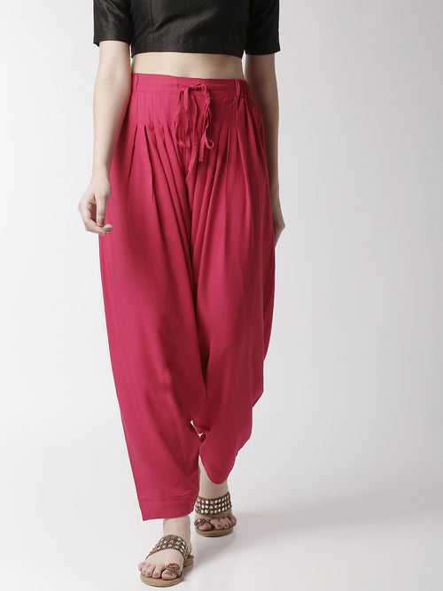 Women's Salwar Dhoti  Solid Cotton Fuchsia