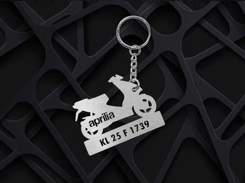 Metal Bike Shape Number Plate Keychain - MVS42 - Aprilia