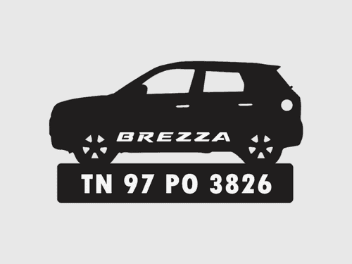 Car Shape Number Plate Keychain - VS52 - Vitara Brezza
