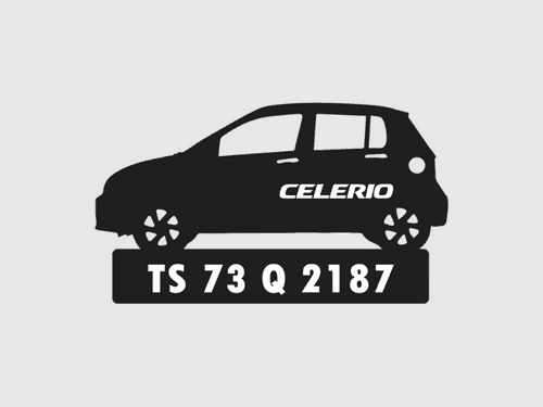 Car Shape Number Plate Keychain - VS67 - Maruti Suzuki Celerio