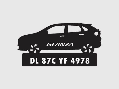 Car Shape Number Plate Keychain - VS70 - Toyota Glanza