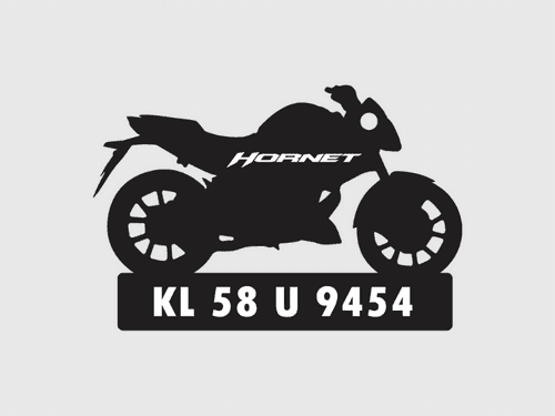 Bike Shape Number Plate Keychain - VS46 - Honda Hornet