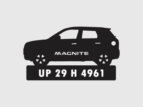 Car Shape Number Plate Keychain - VS96 - Nissan Magnite
