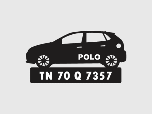 Car Shape Number Plate Keychain - VS61 - Volkswagen Polo