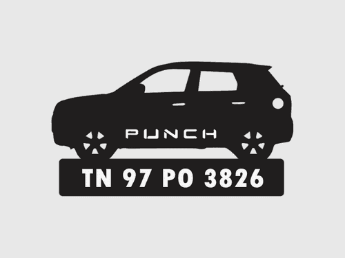 Car Shape Number Plate Keychain - VS53 - Tata Punch