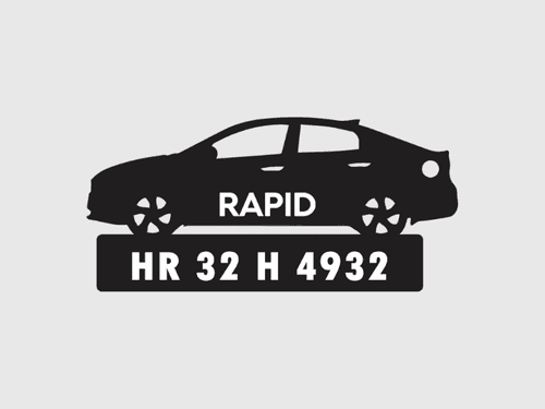 Car Shape Number Plate Keychain - VS77 - Skoda Rapid