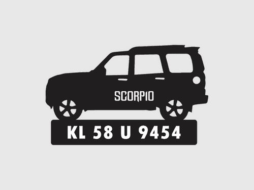 Car Shape Number Plate Keychain - VS91 - Mahindra Scorpio