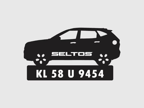 Car Shape Number Plate Keychain - VS74 - Kia Seltos