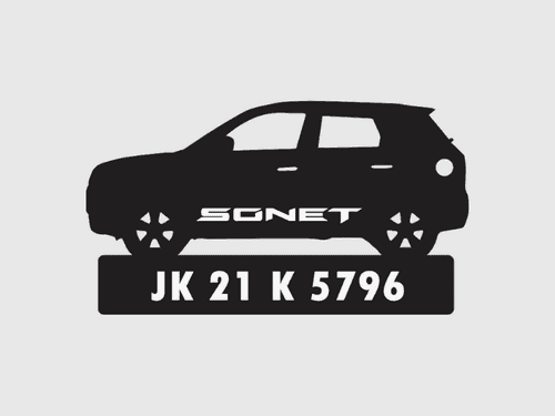 Car Shape Number Plate Keychain - VS73 - Kia Sonet