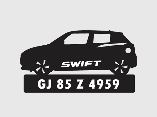 Car Shape Number Plate Keychain - VS56 - Maruti Suzuki Swift