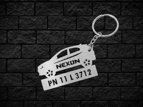 Metal Car Shape Number Plate Keychain - MVS75 - Tata Nexon