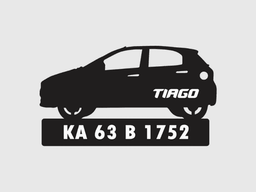 Car Shape Number Plate Keychain - VS58 - Tata Tiago
