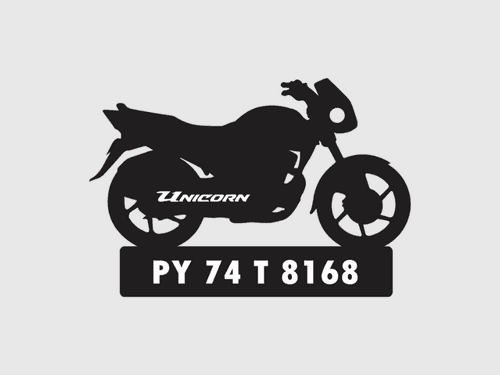 Bike Shape Number Plate Keychain - VS31 - Honda Unicorn