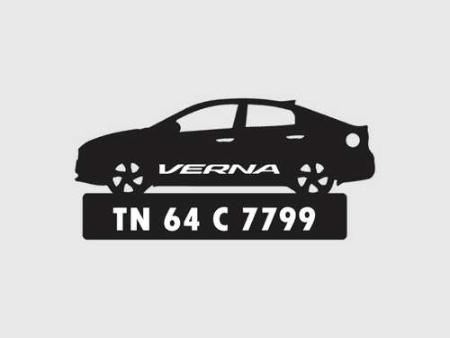 Car Shape Number Plate Keychain - VS72 - Hyundai Verna