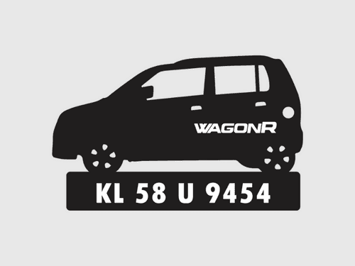 Car Shape Number Plate Keychain - VS71 - Maruti Suzuki Wagon R