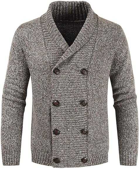 Men's Autumn Winter Casual Soft Warm fashion Double Breasted Cardigan Lapel Men Outerwear