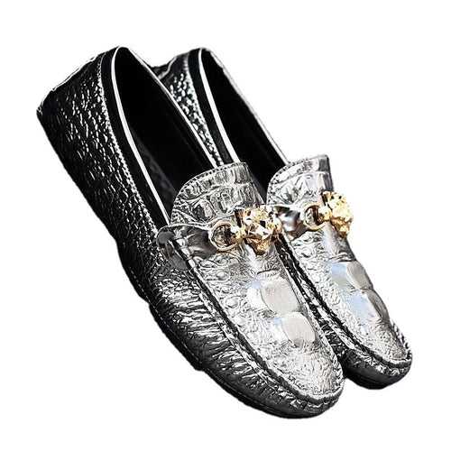 spring new large tiger head buckle white Doudou shoes, fashionable and versatile