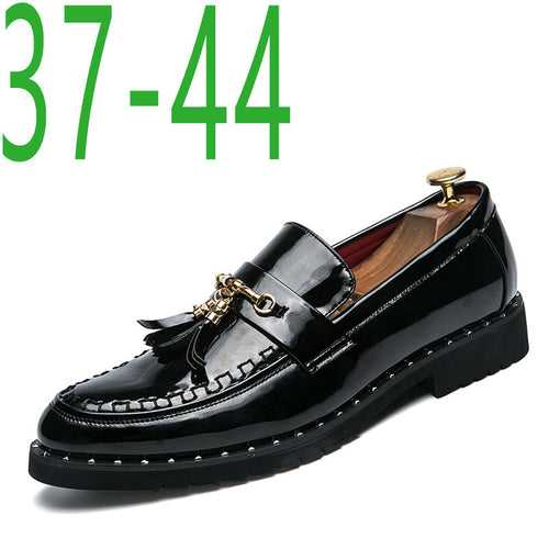 Foreign   bright leather small leather shoes men's British tassel hair stylist men's shoes thick bottom nightclub bright leather hair stylist men's shoes