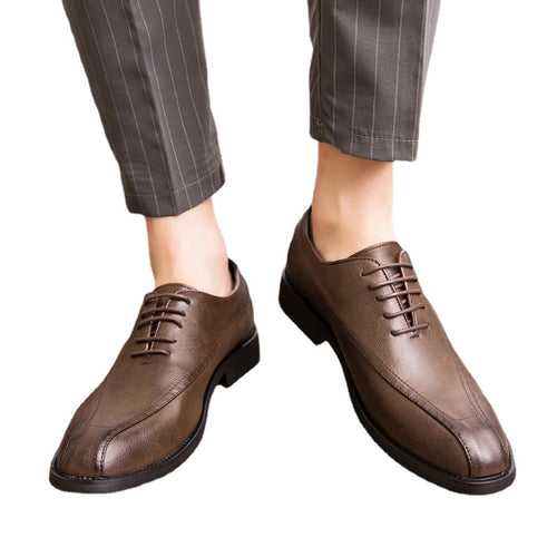 Spring New Men's Leather Shoes Business Casual Shoes Low Top Pointed Toe Brogue Mens Shoes