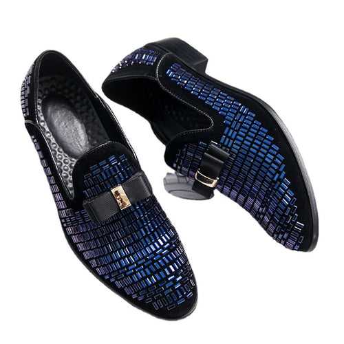 large size   rhinestone leather shoes cover feet men's shoes fashion new pointed toe small leather shoes nightclub hair stylist 47