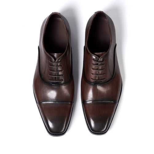 New Leather Shoes Men's First Layer Cowhide Business Formal Men's Shoes British Classic Three Joint Office Party Shoes Men