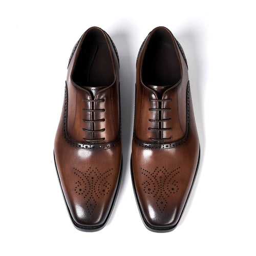 Leather Shoes Men's Business High-End Classic Oxford Shoes First Layer Cowhide Breathable Formal Suit Office Wedding Gentleman Men's Shoes