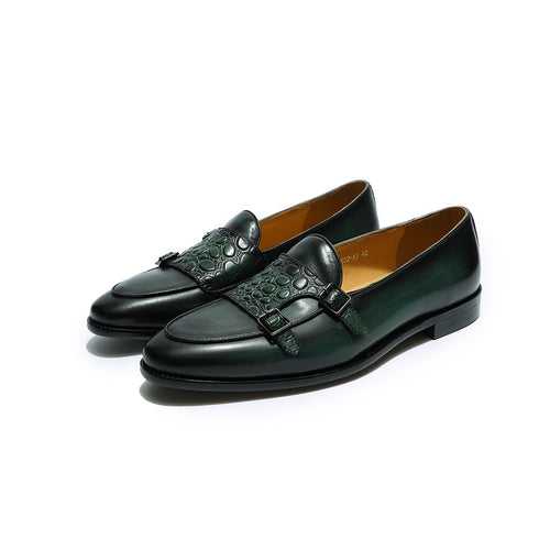 Men's Business Casual Leather Shoes First Layer Cowhide Slip-on Breathable Fashion Double Buckle Loafers Men's Factory Direct Supply