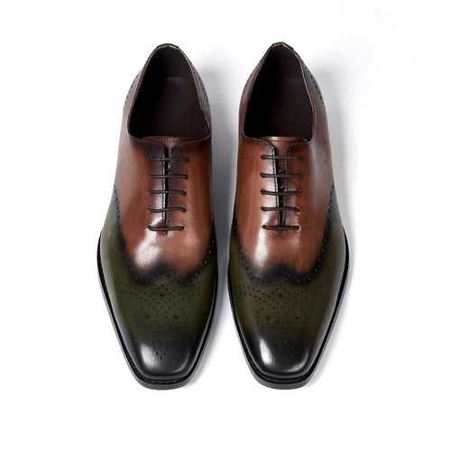 39-46 European Size Men's Leather Shoes Genuine Leather Brown Green Fashion Business Formal Wear Oxford Shoes Formal Wedding Wedding Shoes