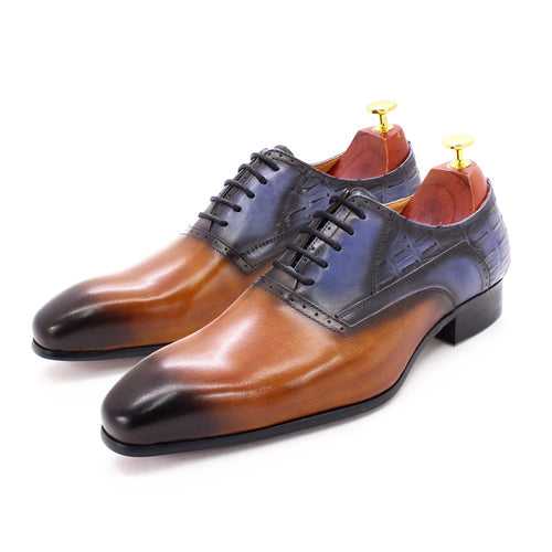 Shoes Men's Wholesale High-End Men's Business Leather Shoes Men's Genuine Leather Pointed-Toe Colorblock Handmade Men's Shoes Men Shoes