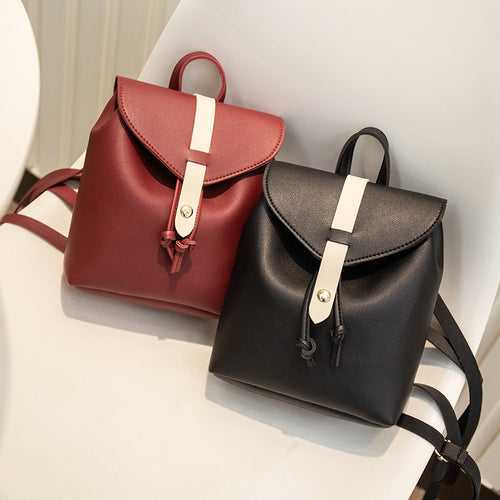 Women's bag women's bag 2024 new style drawstring contrasting shoulder small backpack fashion buckle single shoulder small bag