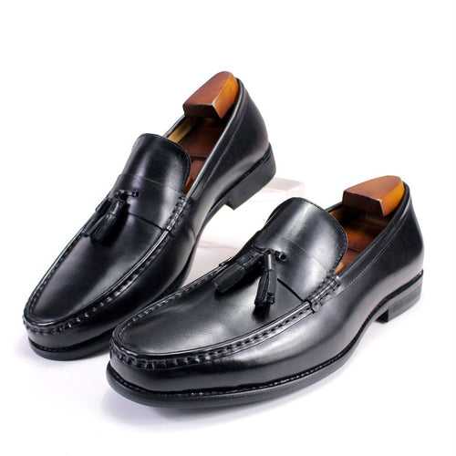 Loafers Men's Classic Tassel Slip-on Genuine Leather Men's Shoes Rubber Wear-Resistant Outsole Handmade Leather Shoes Men