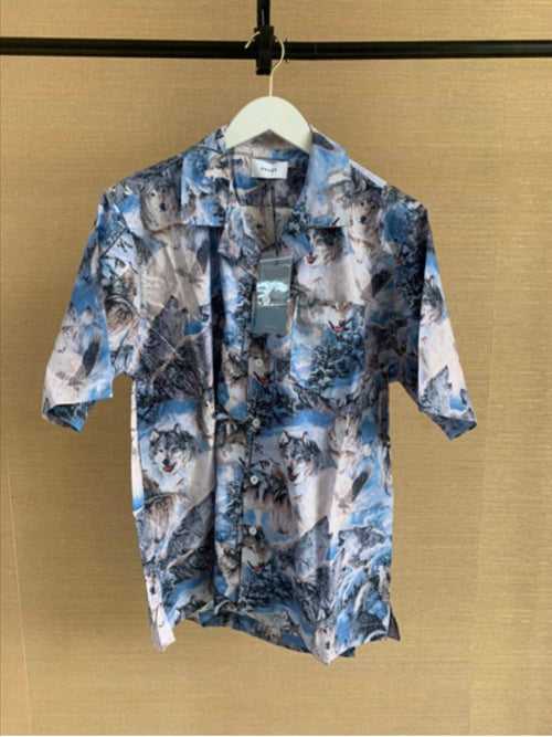 2023 new men's summer men's printed ice silk shirt middle-aged loose daddy short-sleeved floral shirt for men