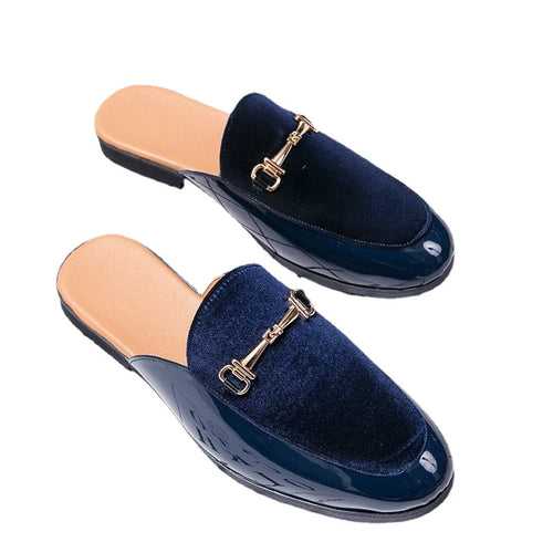 Source     new heelless slippers men's leather shoes men's sandals slip on   AliExpress