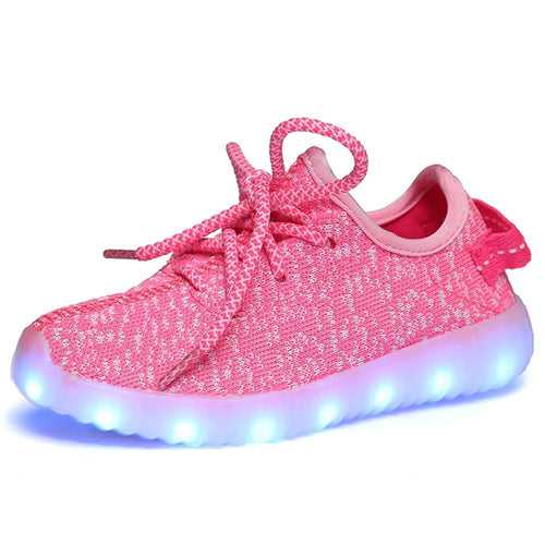 breathable flying woven light shoes for men and women couples LED light sneakers casual light shoes colorful luminous shoes