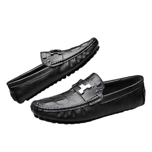 Live broadcast hot style   pattern Doudou shoes   large size lazy driving shoes British casual shoes genuine leather   men's shoes