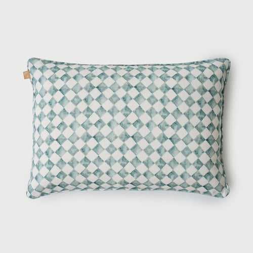 Checker Blue Oblong Cushion Cover by Sanctuary Living