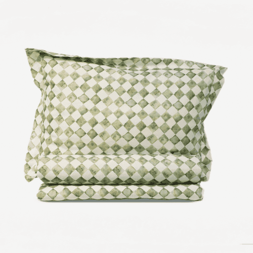 Checker Green Duvet Cover with 2 Pillow Covers (Set of 3) by Sanctuary Living